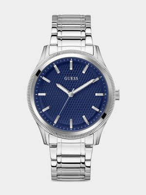 Guess Dex Silver Plated Blue Dial Bracelet Watch