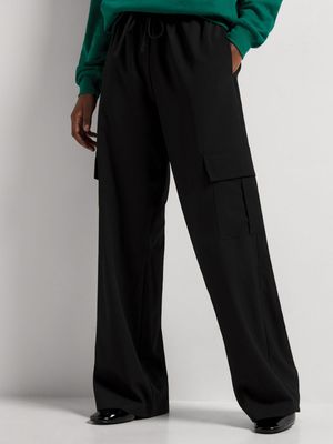 Wide Leg Elasticated Waist Utility Pocket Pants