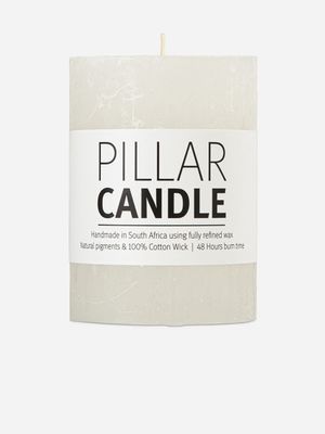 pillar candle rustic white 7.3x10cm