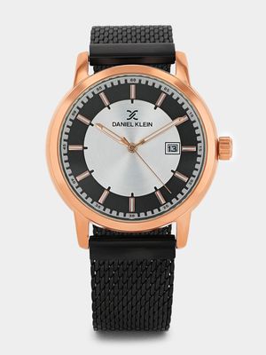 Daniel Klein Rose & Black Plated Mesh Watch