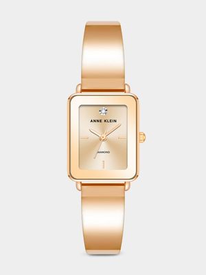 Anne Klein Rose Plated Rectangular Bracelet Watch