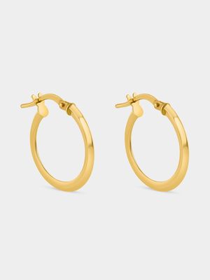 Yellow Gold Point Edge Hoop Earrings