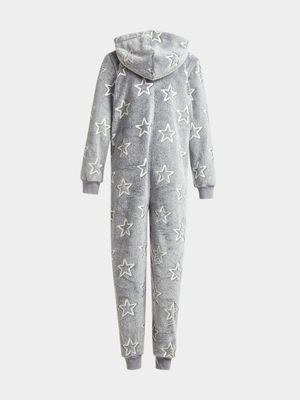 Older Boy's Grey Star Glow In The Dark Onesie