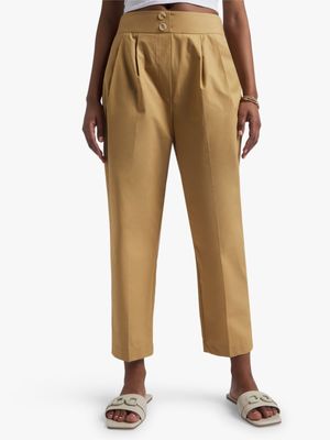 Straight Leg Pleated Poplin Pants