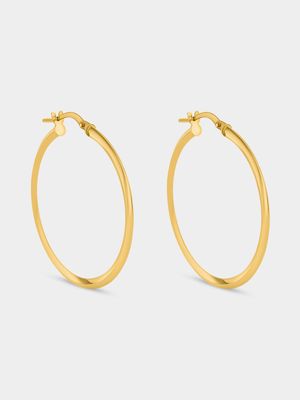 Yellow Gold Point Edge Hoop Earrings