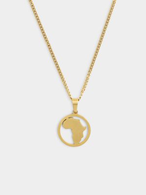 Stainless Steel Gold Plated Africa Circle Pendant