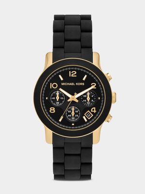 Michael Kors Runway Gold Plated Stainless Steel Chronograph Silicone Watch