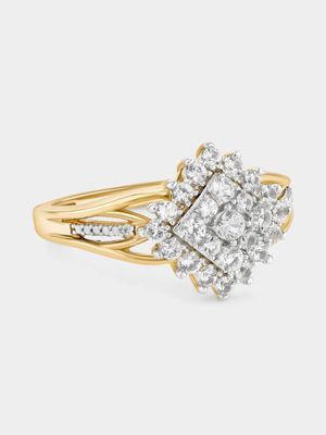 5ct Yellow Gold Diamond Cluster Ring