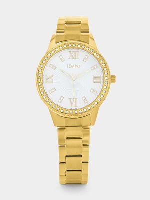 Tempo Gold Plated Silver Dial Bracelet Watch