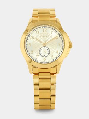 Tempo Gold Plated Champagne Dial Bracelet Watch