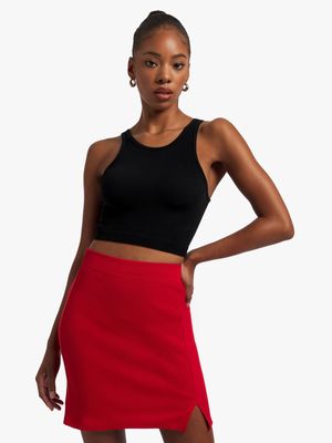 Y&G Rib Slit Hem Mini Skirt