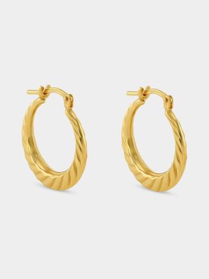 Sterling Silver & Yellow Gold Ribbed  Earrings