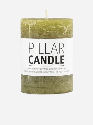 pillar candle rustic green 7.3x10cm