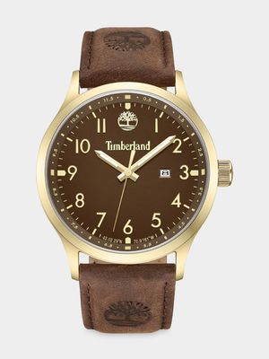 Timberland Trumbull Gold Plated Brown Dial Brown Leather Watch