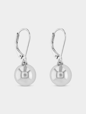 Sterling Silver Polished Sphere Drop Earrings