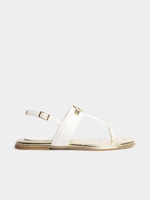 Luella Embossed Thong Flat Sandals