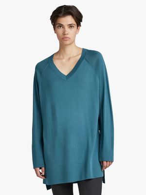 G-Star Women's Oversized V-Neck Teal Jersey