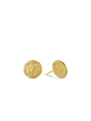 Sterling Silver & Yellow Gold Peso Stud Earrings