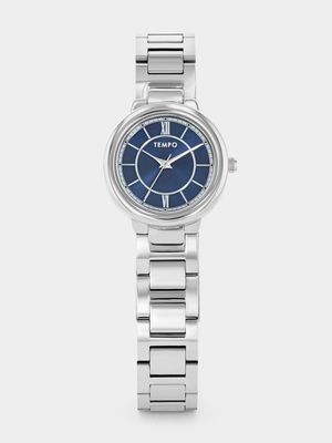 Tempo Silver Plated Navy Dial Bracelet Watch