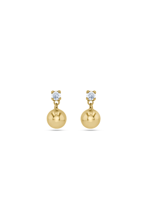 Yellow Gold Cubic Zirconia Woman's Ball Drop Earings