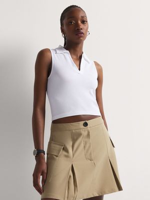 Y&G Seamless Sleeveless Johnny Collar Top