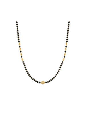 Yellow Gold Women's Black Beaded Necklace