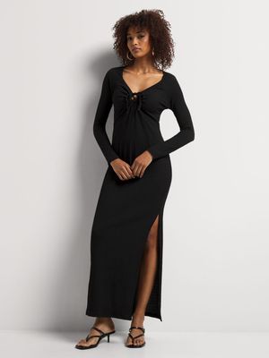 Y&G Textured Long Sleeve Column Dress