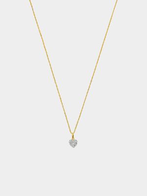 Yellow Gold Crystal Heart Pendant on Chain