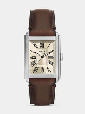 Fossil Carraway Stainless Steel Brown Leather Watch