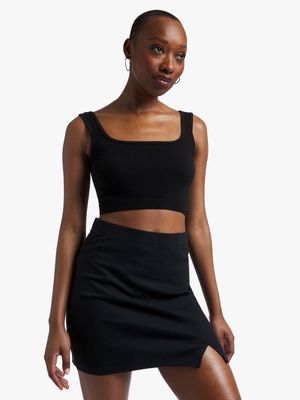 Y&G Slit Hem Rib Mini Skirt