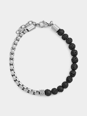 Men's Stainless Steel 23cm Silver Plated Bracelet