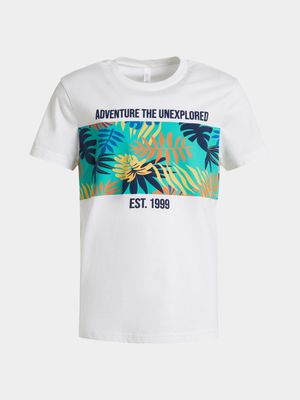 Older Boy's White Graphic Print T-Shirt