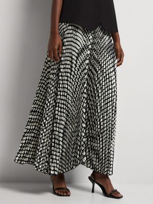 Luella Pleated Satin Maxi Skirt