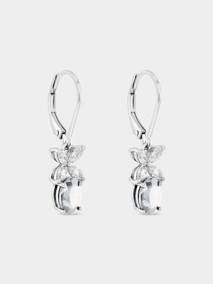 Cheté Sterling Silver  Cubic Zirconia Women’s Oval Butterfly Drop Earrings