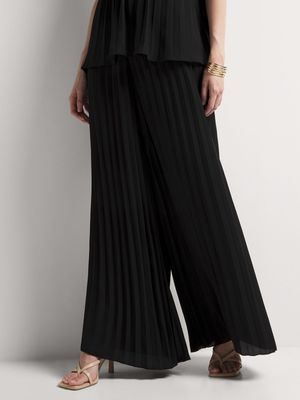 Sheer Pleated Wide Leg Pants