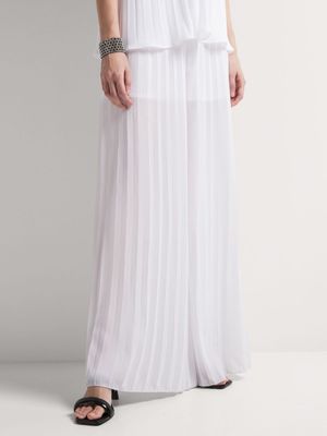 Sheer Pleated Wide Leg Pants