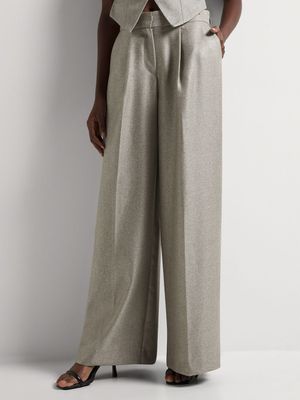 Luella High Waist Wide Leg Pleated Trousers