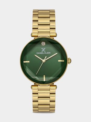 Daniel Klein Gold Plated Green Dial Bracelet Watch