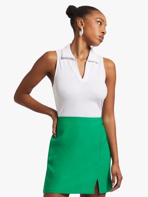 Y&G Rib Sleeveless Johnny Collar Top