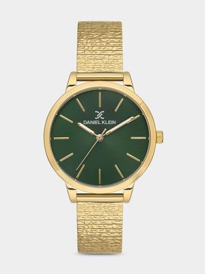 Daniel Klein Gold Plated Green Dial Mesh Watch