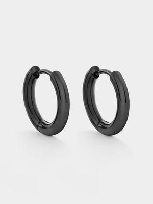 Stainless Steel Men's Black Sleeper Earrings