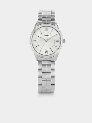 Tempo Men’s Silver Plated Silver Dial Bracelet Watch