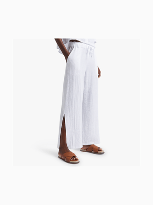 Slit Hem Wide Leg Washer Pants