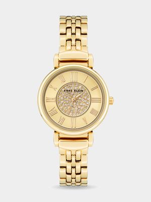 Anne Klein Ladies Crystal Accented Dial Gold Tone Bracelet Watch