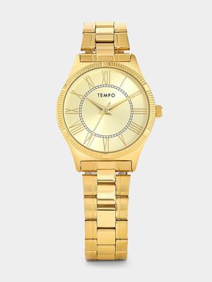 Tempo Women’s Champagne Dial Gold Plated Bracelet Watch