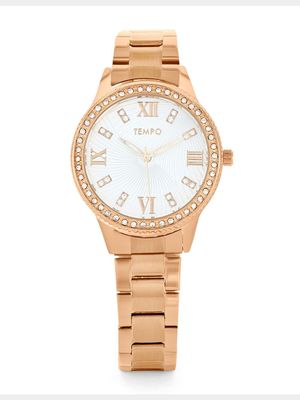 Tempo Rose Plated Silver Dial Bracelet Watch