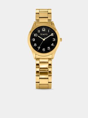 Tempo Men’s Gold Tone Black Dial Bracelet Watch