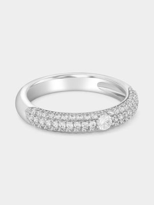 Cheté Sterling Silver Cubic Zirconia Solitaire Pavé Ring