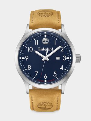 Timberland Trumbull Stainless Steel Navy Dial Tan Leather Watch