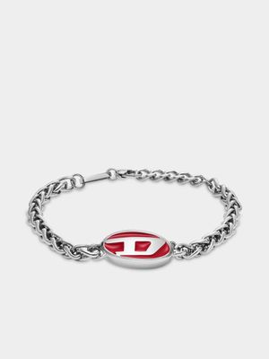 Diesel Red Enamel & Lacquer Stainless Steel Bracelet